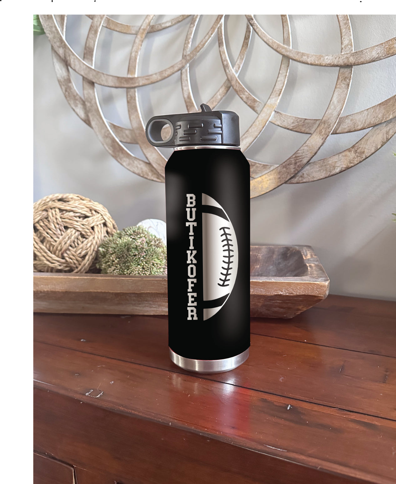 32oz Personalized Football or Cheer Engraved Stainless Steel Water bottle