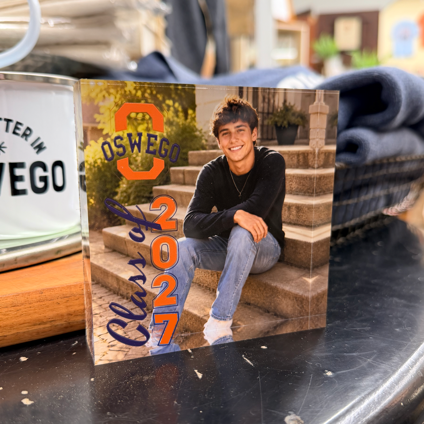 Bundle - Personalized Oswego High School Class of 2027 Senior Ornament & Acrylic Block Frame