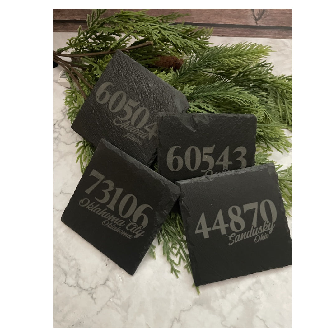 Zip Code/City Coaster - Customizable Slate
