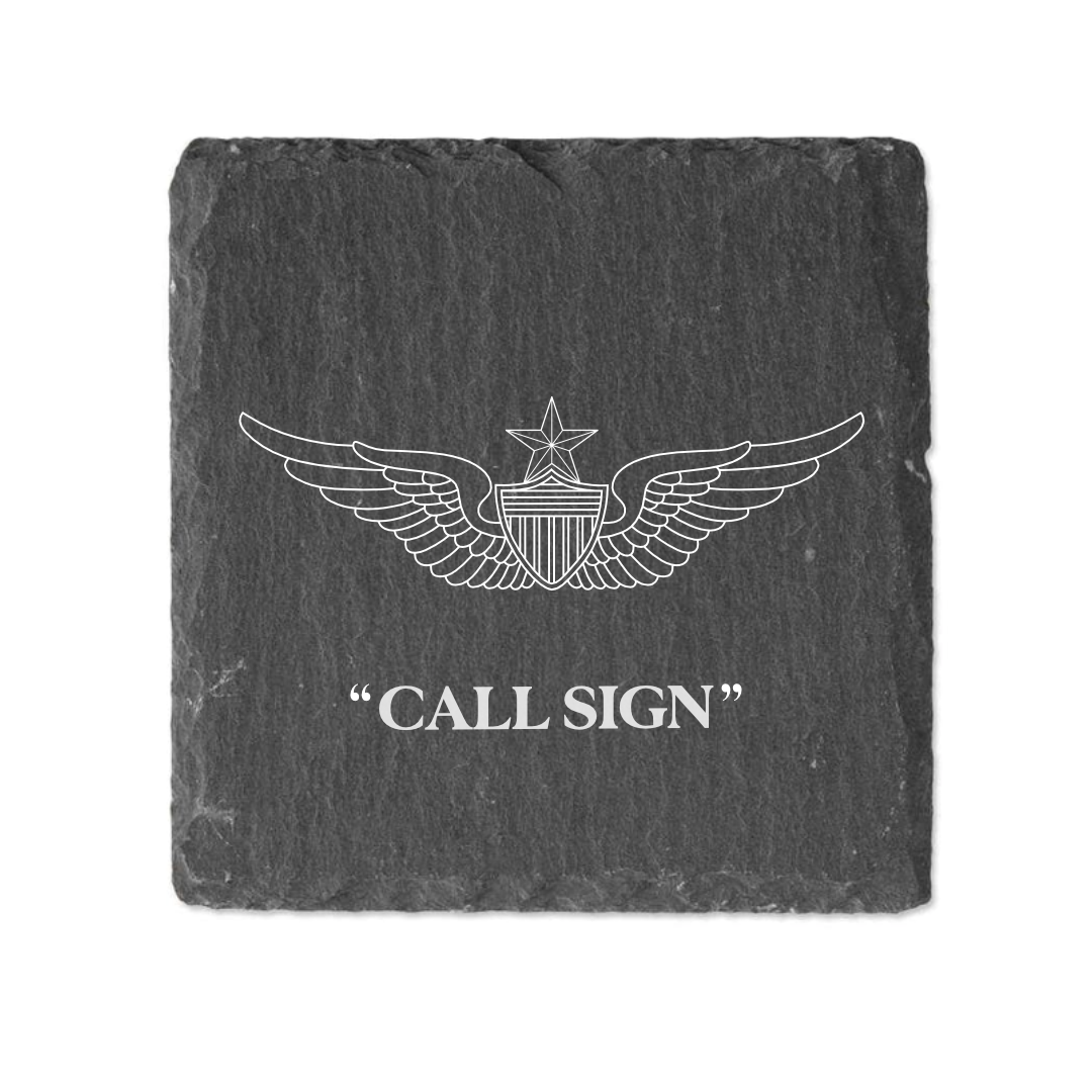 Slate Coaster Engraved  - Army Aviator Wings
