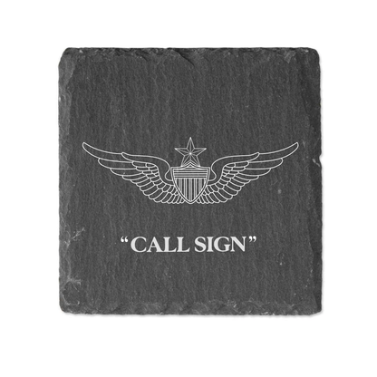 Slate Coaster Engraved  - Army Aviator Wings