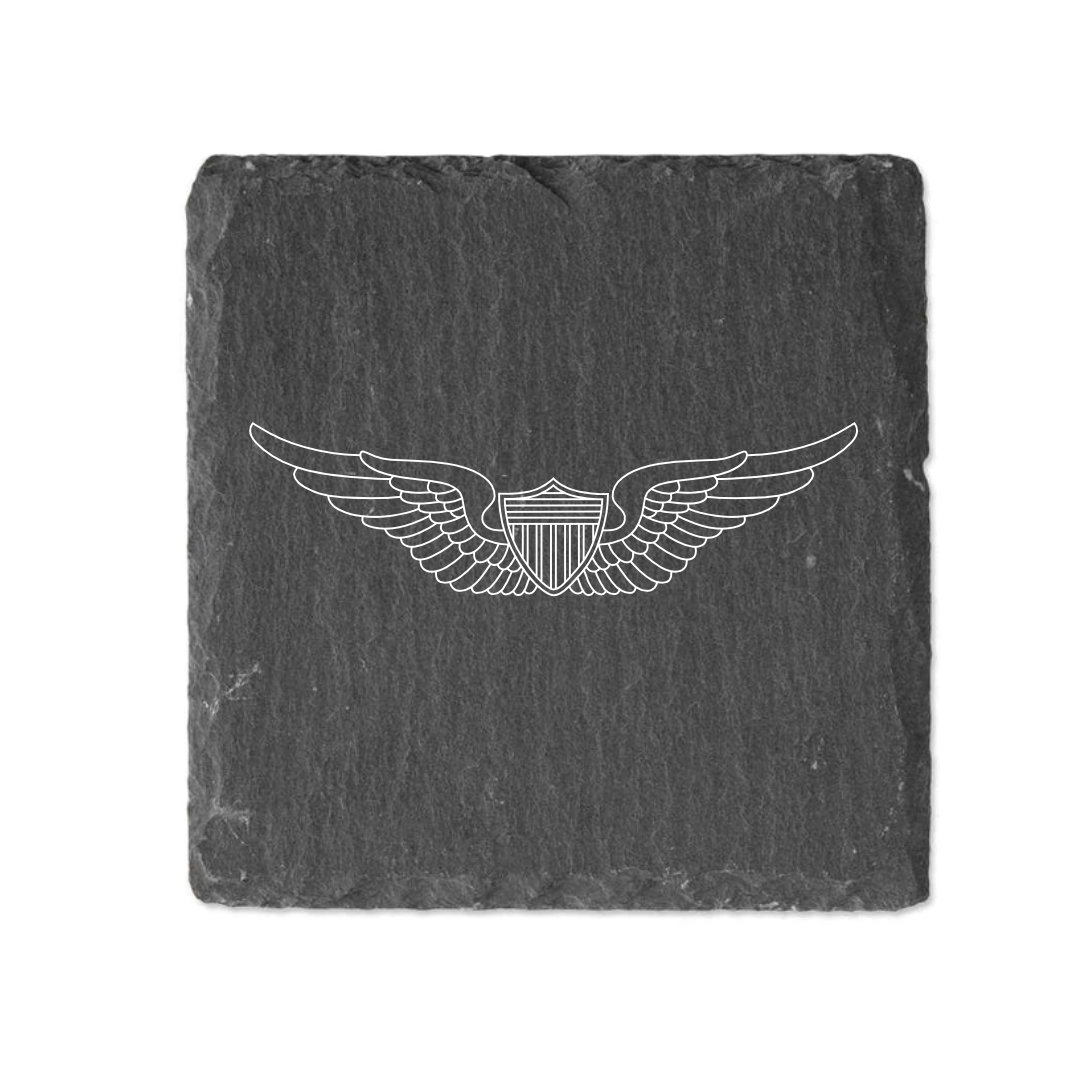 Slate Coaster Engraved  - Army Aviator Wings