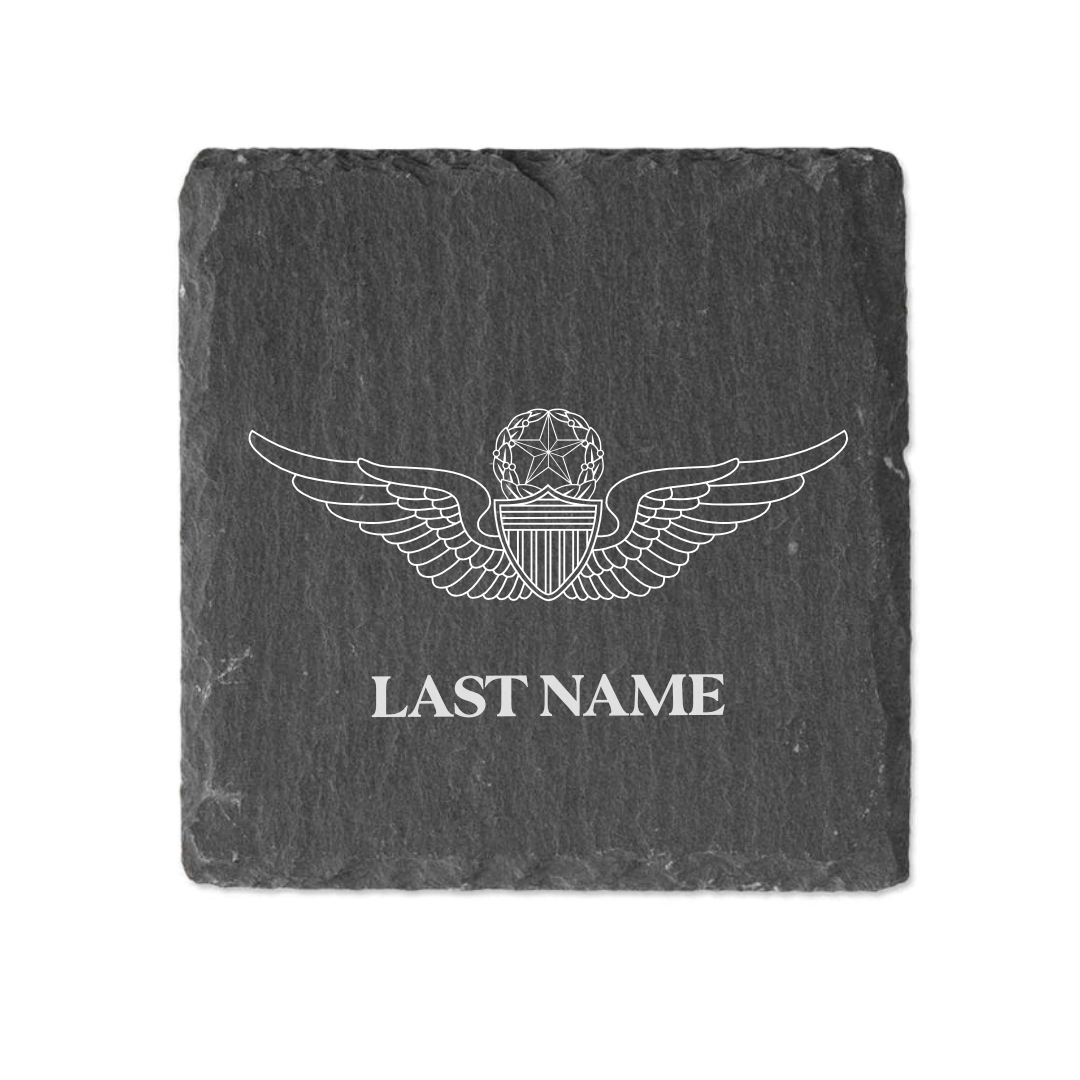 Slate Coaster Engraved  - Army Aviator Wings