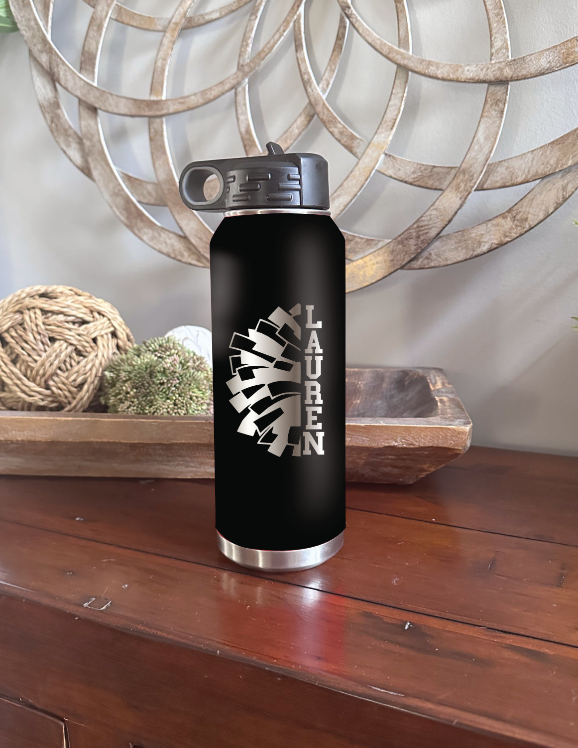 Personalized Football or Cheer 32oz Engraved Stainless Steel Water bottle