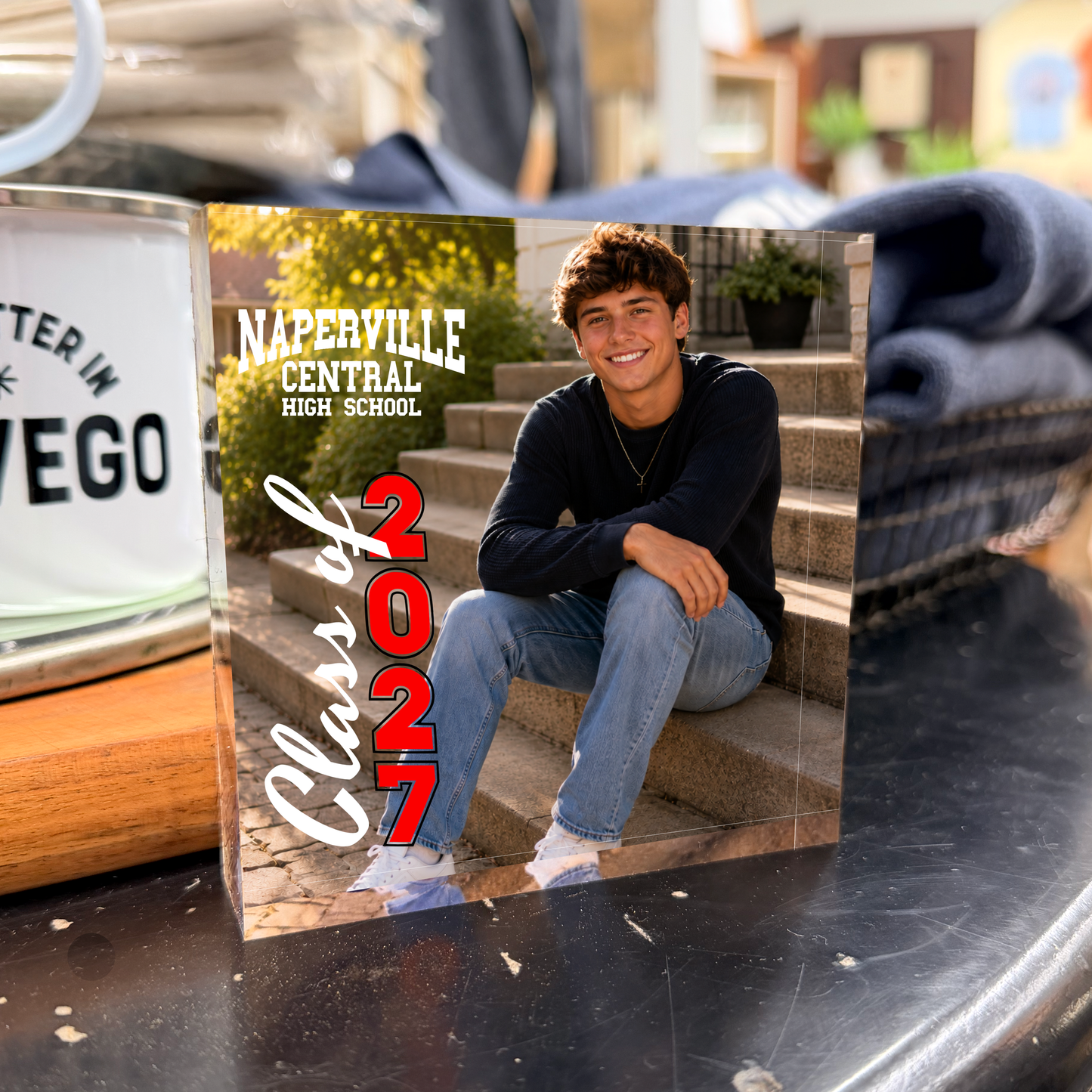Personalized Class of 2027 Senior Ornament & Acrylic Block Frame