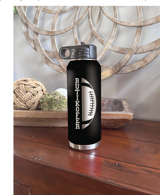 20oz Personalized Football or Cheer Engraved Stainless Steel Water bottle