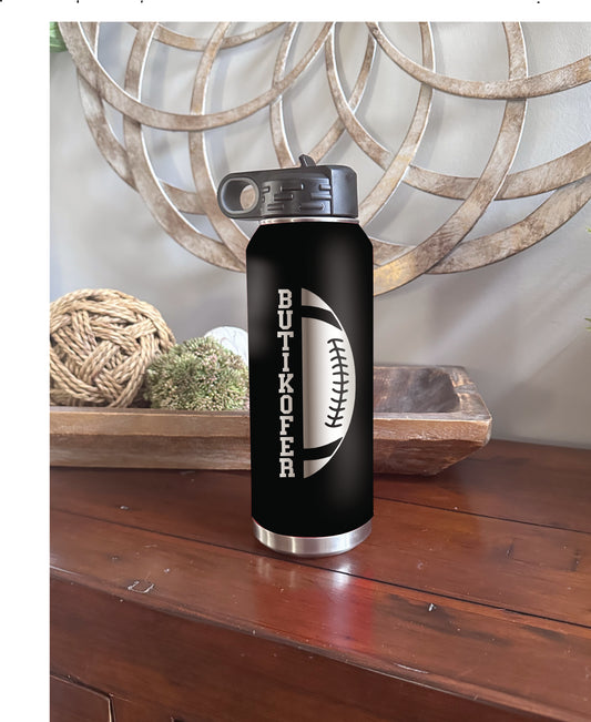 Personalized Football or Cheer 32oz Engraved Stainless Steel Water bottle