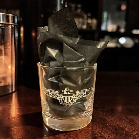 Rocks Glass Engraved  10oz - Naval/Marine Aviator Wings