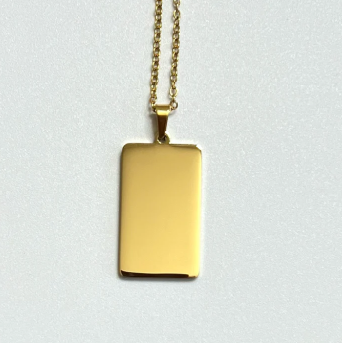 Custom Engraving - Rectangle Charm Necklace