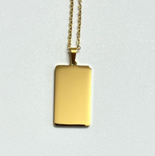 Custom Engraving - Rectangle Charm Necklace