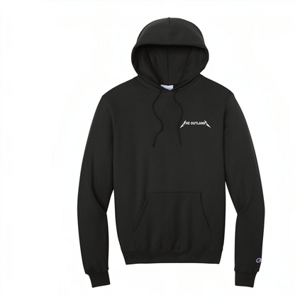 LZeeDoodle Designs black Champion pullover hooded sweatshirt with white The Outland logo on the chest