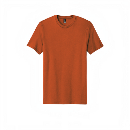 LZeeDoodle Designs classic crew neck short sleeve t-shirt in a vibrant burnt orange color with a minimalist aesthetic.