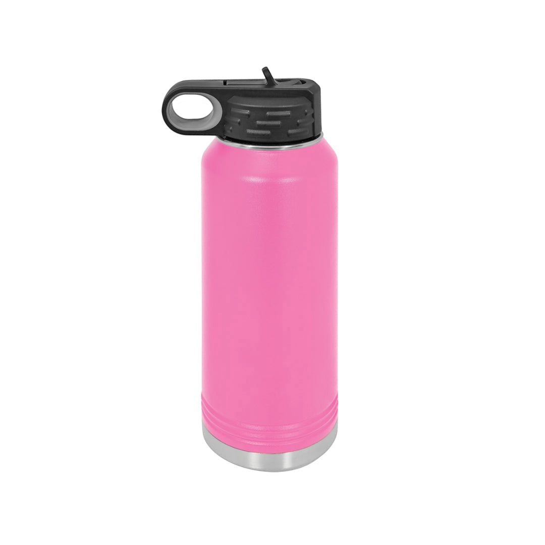 LZeeDoodle Designs 20oz pink stainless steel water bottle with black lid and double wall insulation