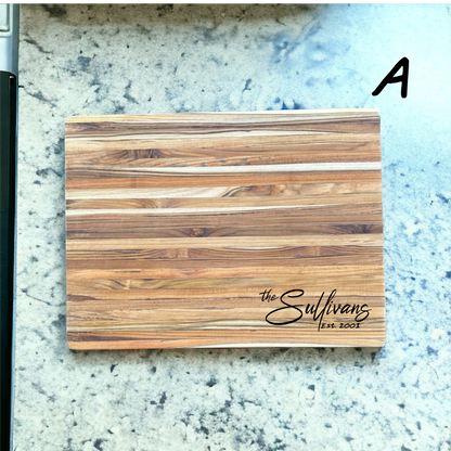 XLarge teak engraved cutting board