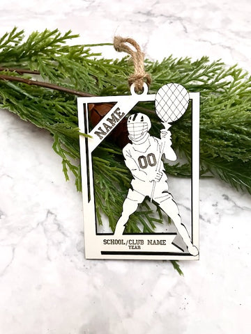 Girl lacrosse goalie laser cut ornament