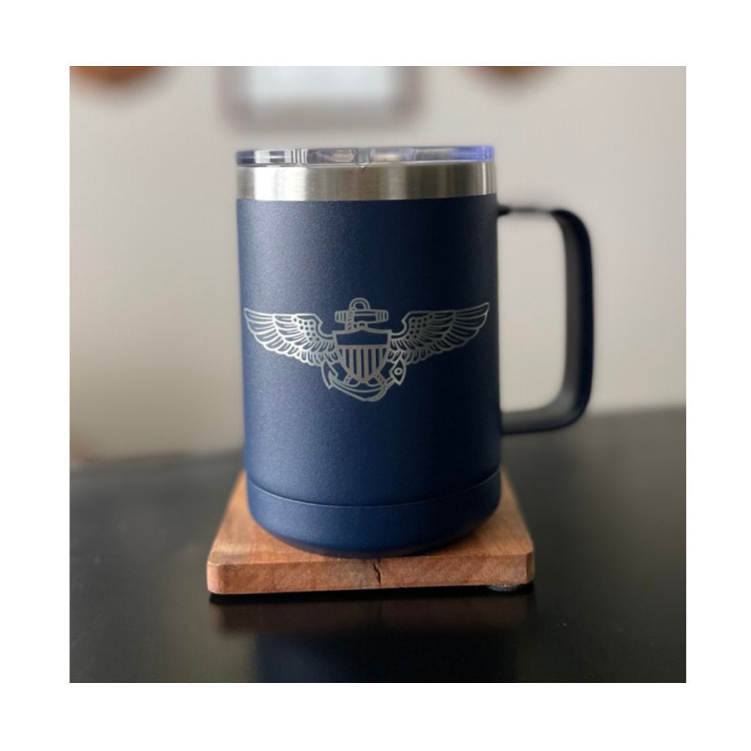 Naval/Marine Aviator Wings Stainless Steel Travel Mug