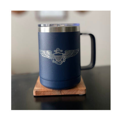 Stainless Steel Travel Mug Naval/Marine Aviator Wings