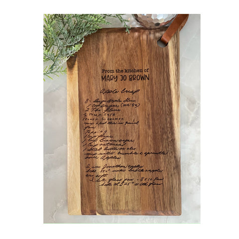 Engraved Handwritten Recipe Serving Board