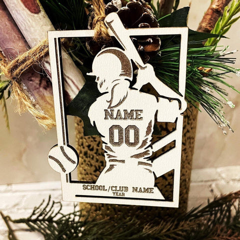 softball player laser cut ornament