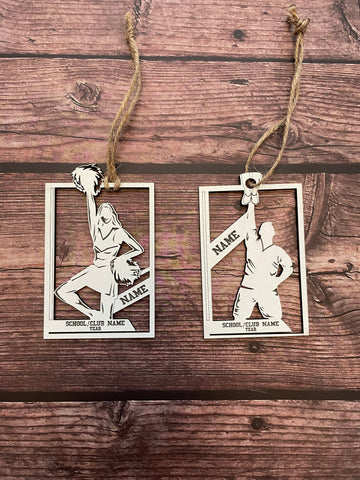cheerleader/female and male laser cut ornament