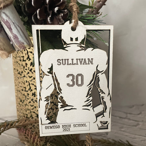 football player laser cut ornament