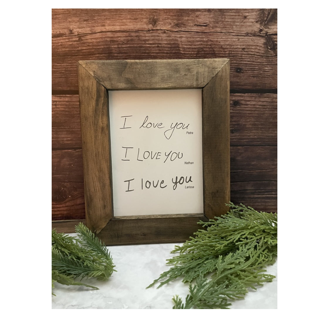 Handwritten Message, Laser-engraved in a Handcrafted Frame
