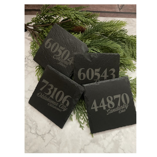 Zip Code/City Coaster - Customizable Slate