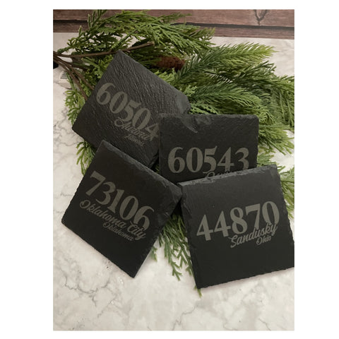 Zip Code/City Coaster - Customizable Slate